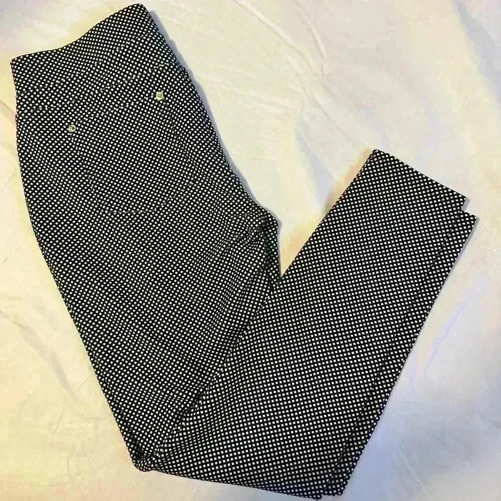 Michael Kors Black/White Checkered Stretch Legging